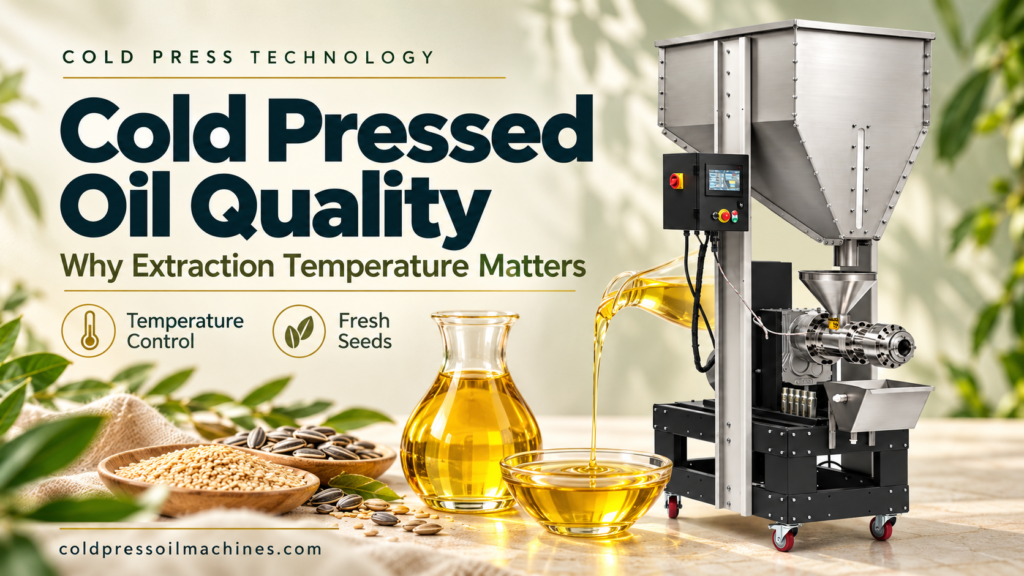 Cold pressed oil quality and extraction temperature with fresh oilseeds and mechanical oil press