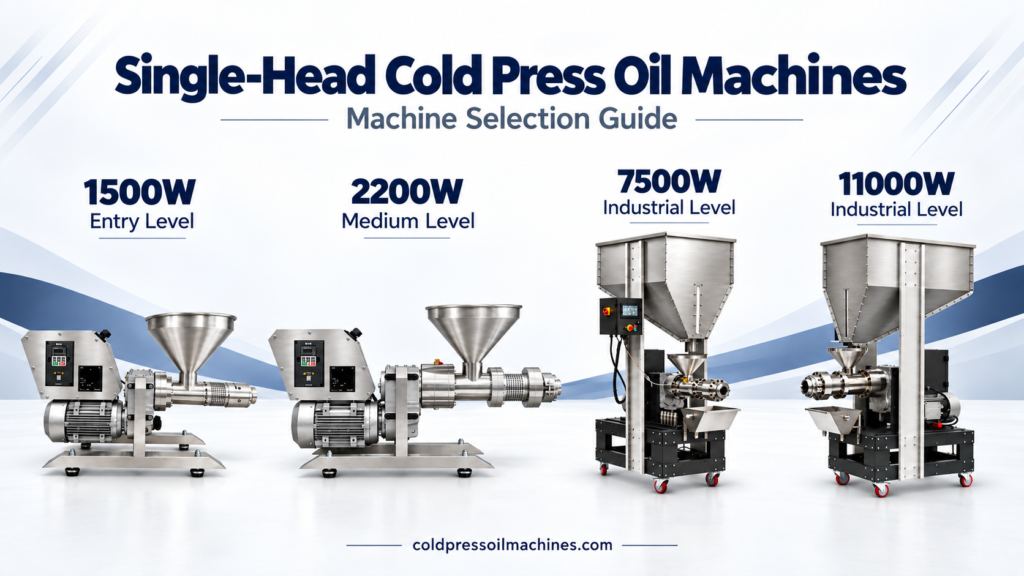 1500W, 2200W, 7500W and 11000W single-head cold press oil machines